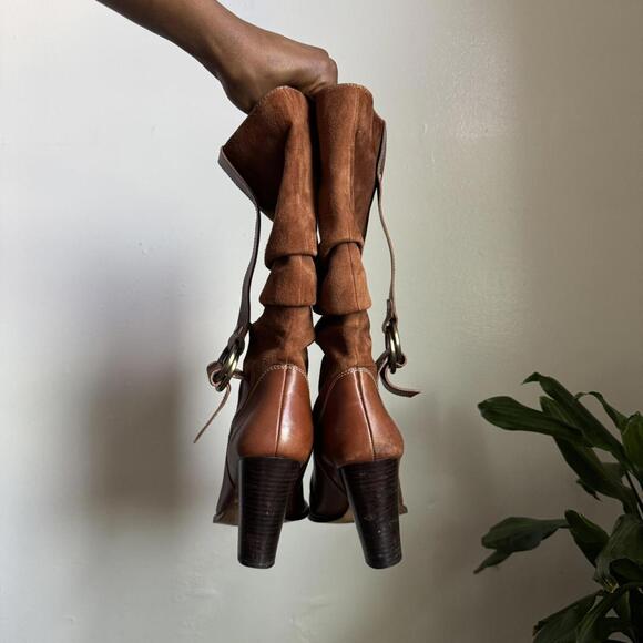 Vintage Nine West Two-Tone Leather & Suede Slouchy Boots size 8 - Picture 4 of 7